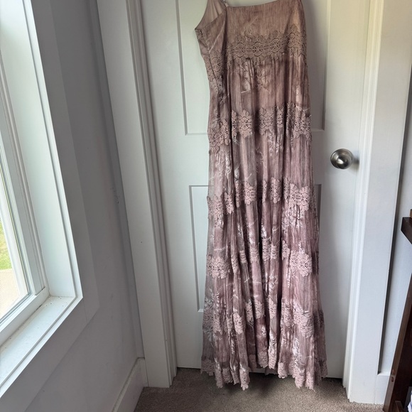 BHLDN Lace Maxi Dress Size 4 Purple Rose Gold Formal Dress Wedding Guest Elegant - Picture 11 of 15